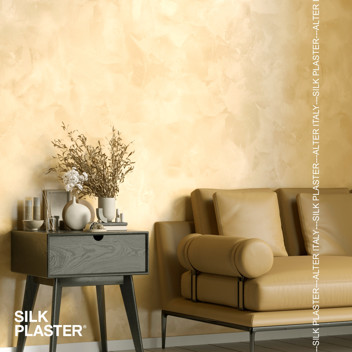 Жидкие обои Silk Plaster Декоративное покрытие BRIATICO 02-1001, Желтый