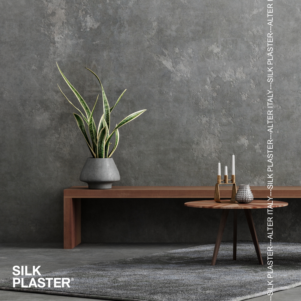 Жидкие обои Silk Plaster Декоративная штукатурка VITERBO & Topcoat MATTE 03-100, 03-230, Серый