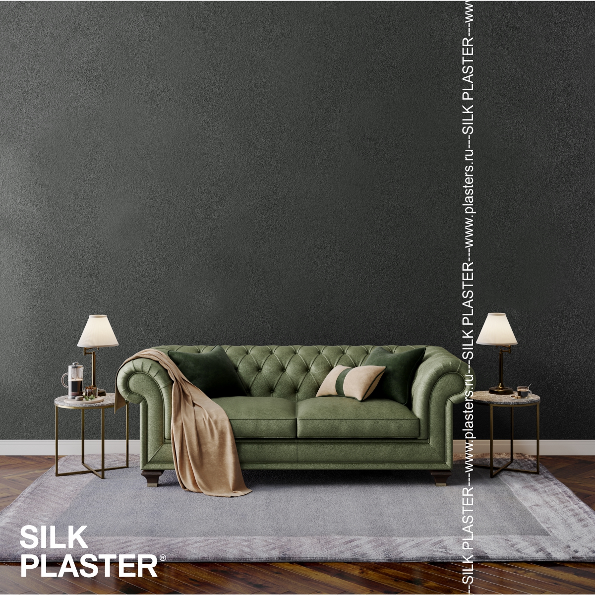 Жидкие обои Silk Plaster Жидкие обои Шёлковая штукатурка Art design 210, Серый Черный