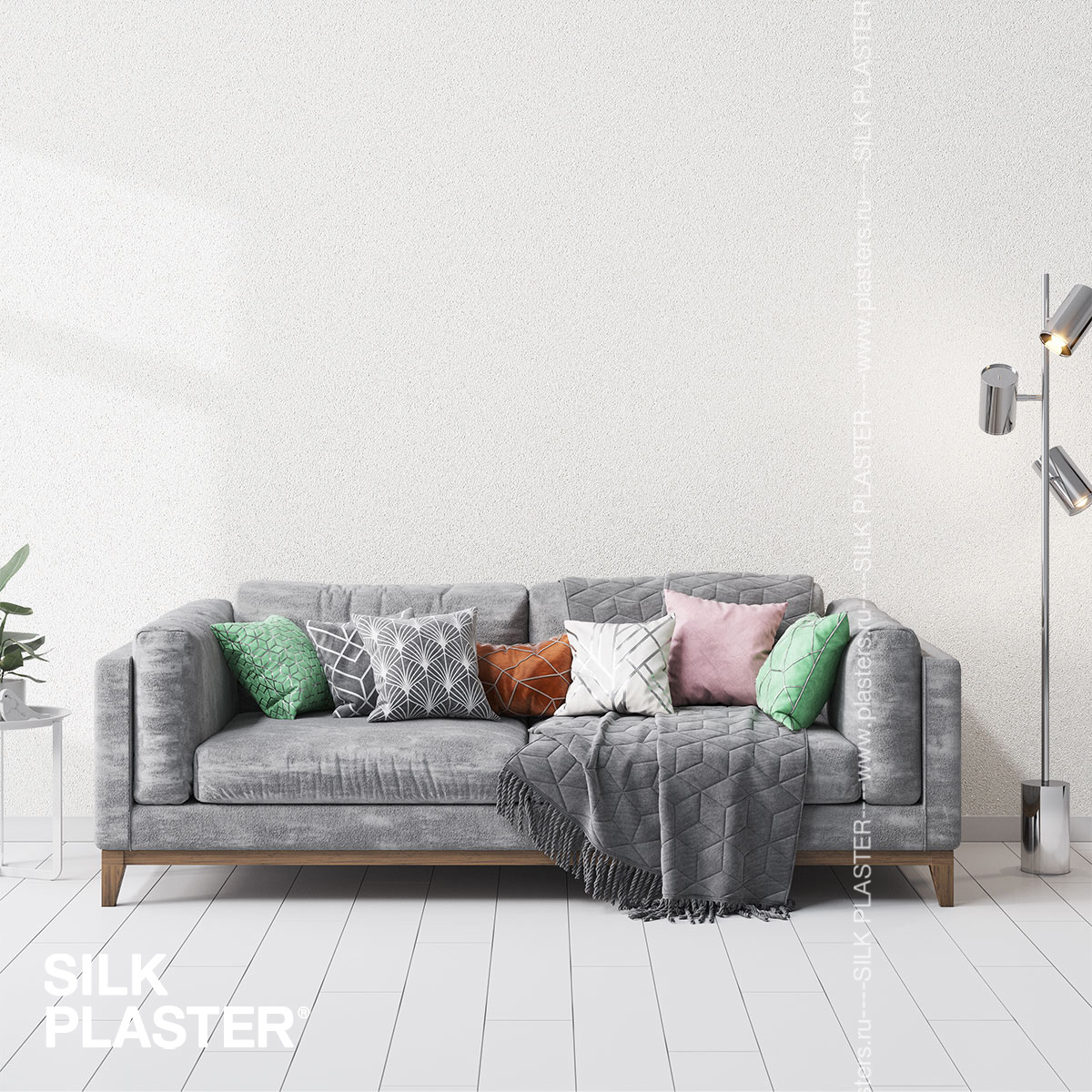Жидкие обои Silk Plaster Жидкие обои Жидкие обои Fort 513, Белый Серый Серебро
