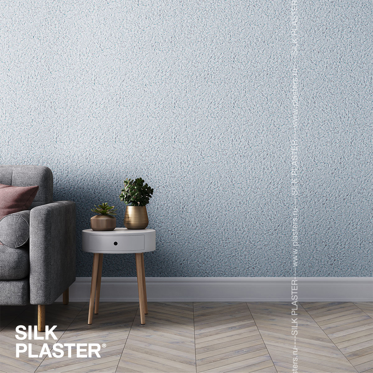 Жидкие обои Silk Plaster Жидкие обои Жидкие обои Air line 601, Серый Голубой