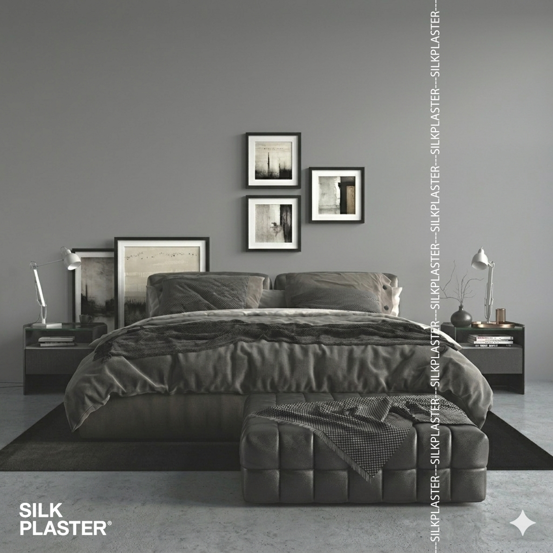 Жидкие обои Silk Plaster Декоративное покрытие AlterItaly ROVIGO Fine (РОВИГО Финиш) 300 с эффектом Микроцемент 15 кг, Серый