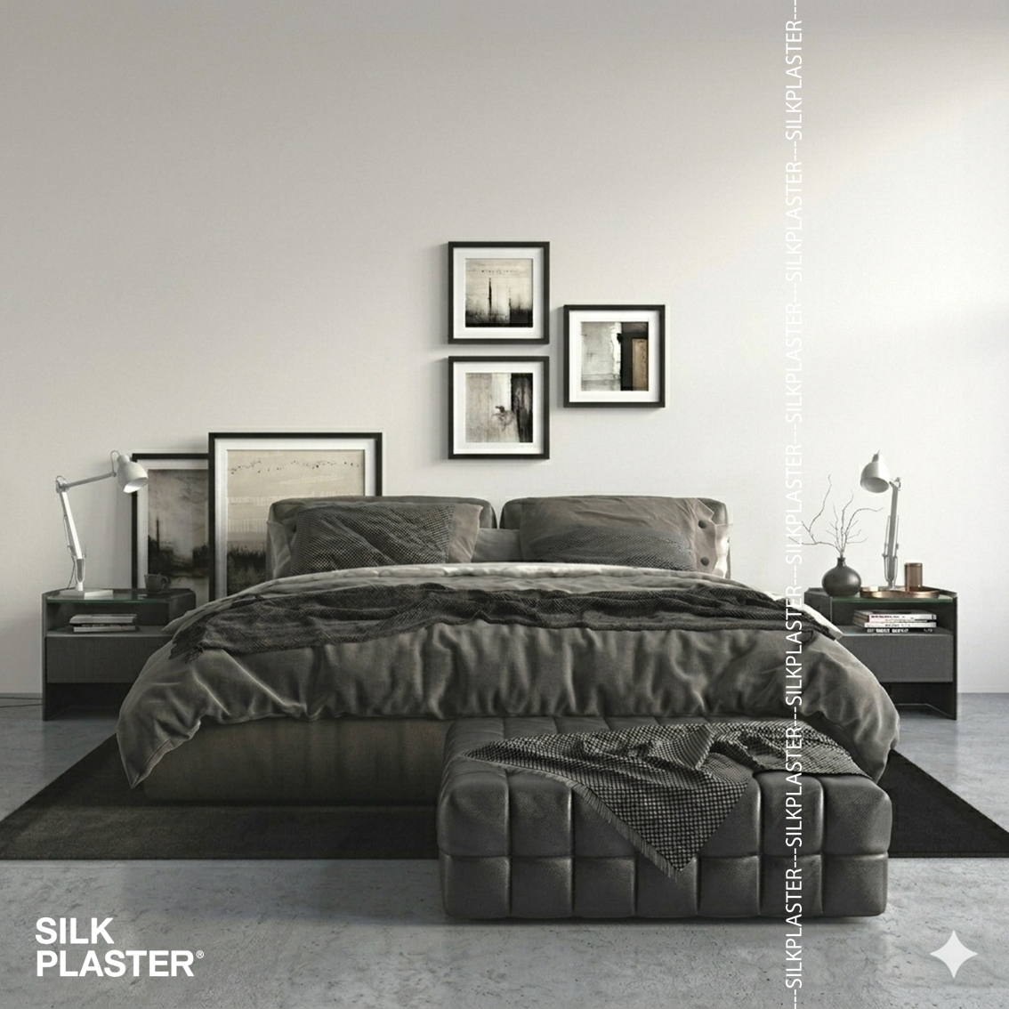 Жидкие обои Silk Plaster Декоративное покрытие AlterItaly ROVIGO Medium (РОВИГО Средний) 202 с эффектом Микроцемент 7 кг, Серый