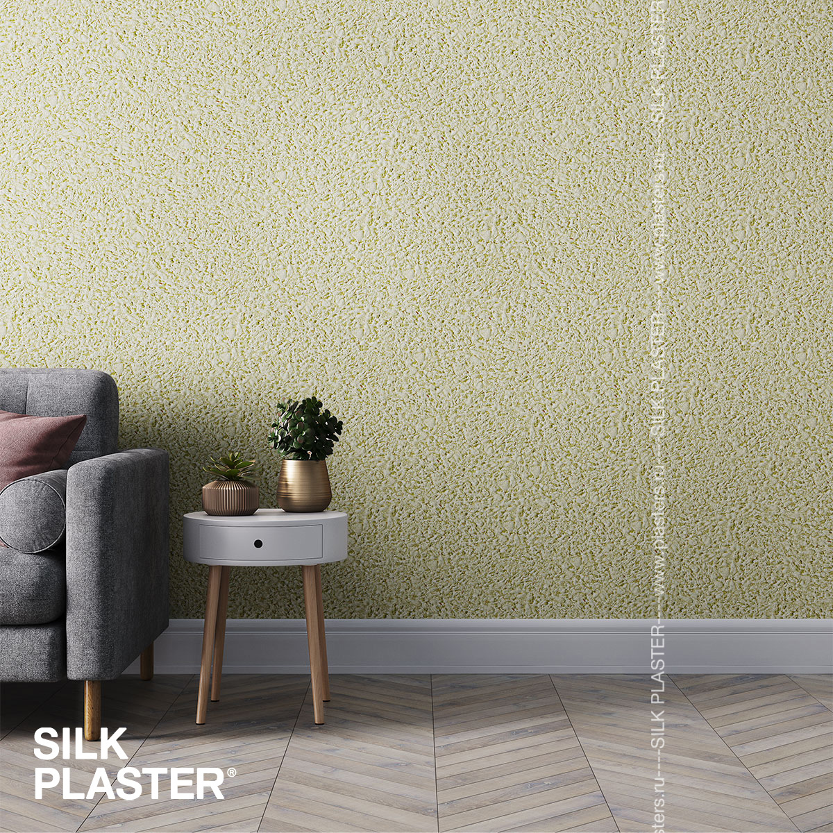 Жидкие обои Silk Plaster Жидкие обои Жидкие обои Air line 614, Бежевый Зеленый