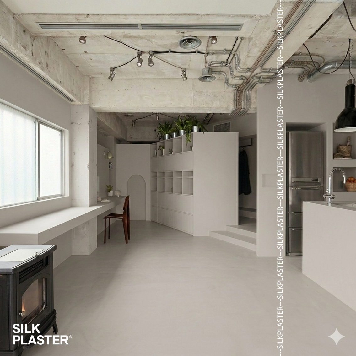 Жидкие обои Silk Plaster Декоративное покрытие AlterItaly ROVIGO Base (РОВИГО База) 602 с эффектом Микроцемент 15 кг, Бежевый