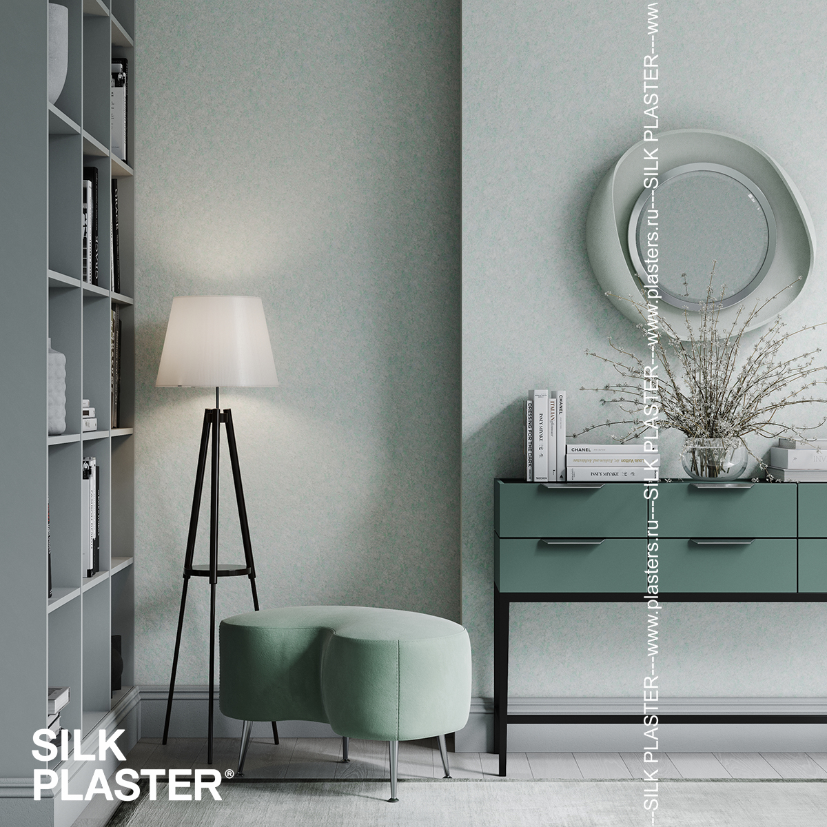 Жидкие обои Silk Plaster Жидкие обои Жидкие обои Ecoline 753, Серый Зеленый