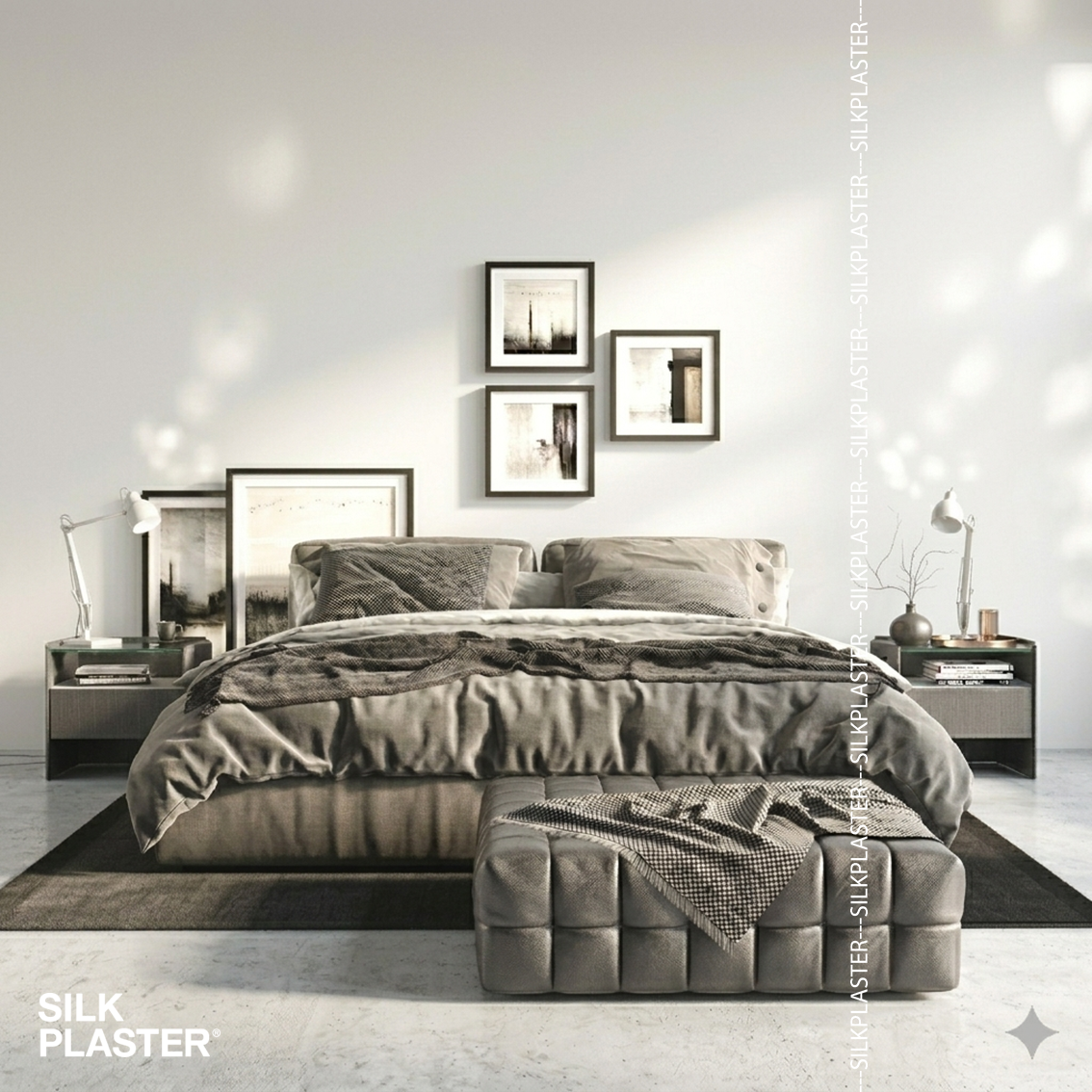 Жидкие обои Silk Plaster Декоративное покрытие AlterItaly ROVIGO Fine (РОВИГО Финиш) 201 с эффектом Микроцемент 15 кг, Серый