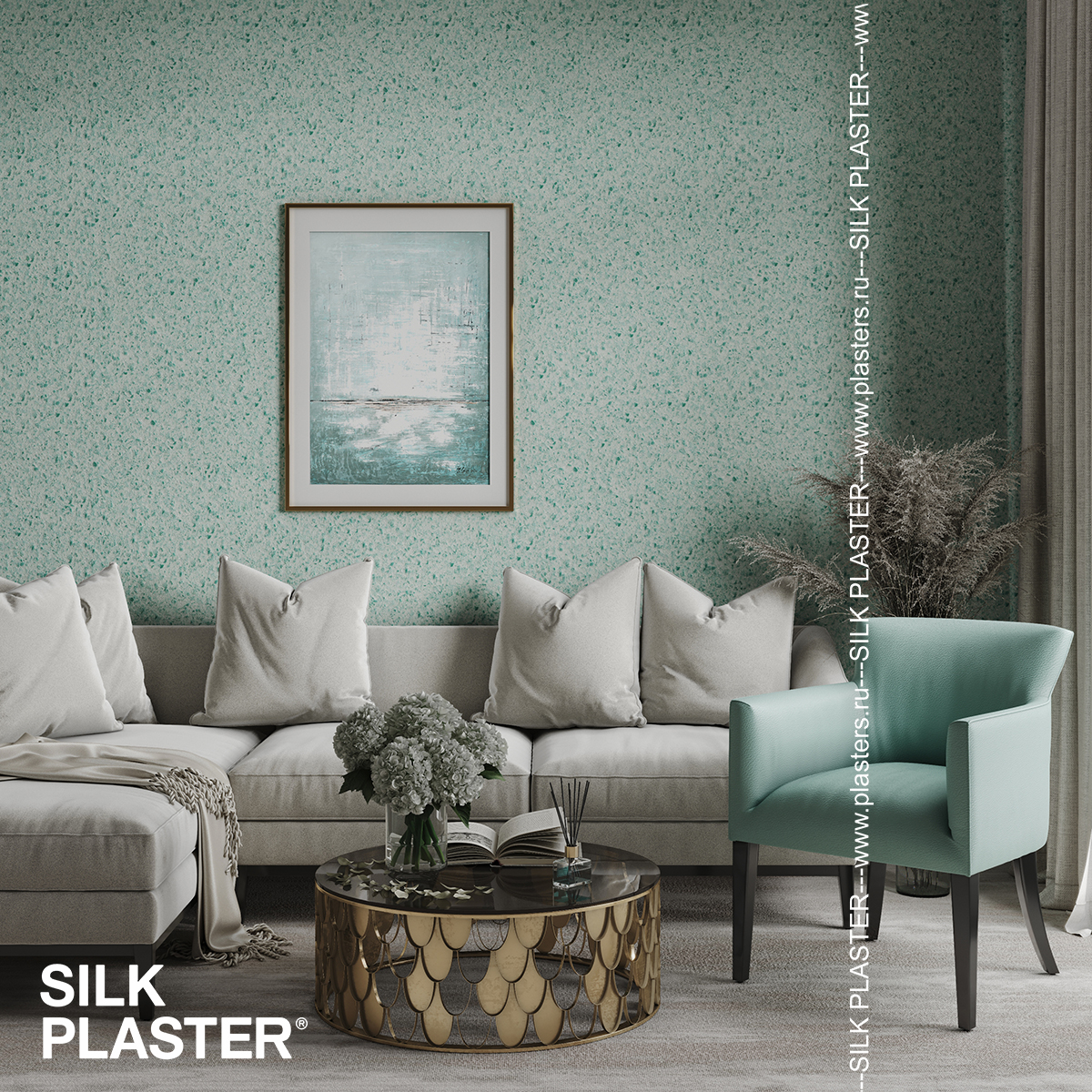 Жидкие обои Silk Plaster Жидкие обои Жидкие обои Victoria 723, Зеленый Голубой