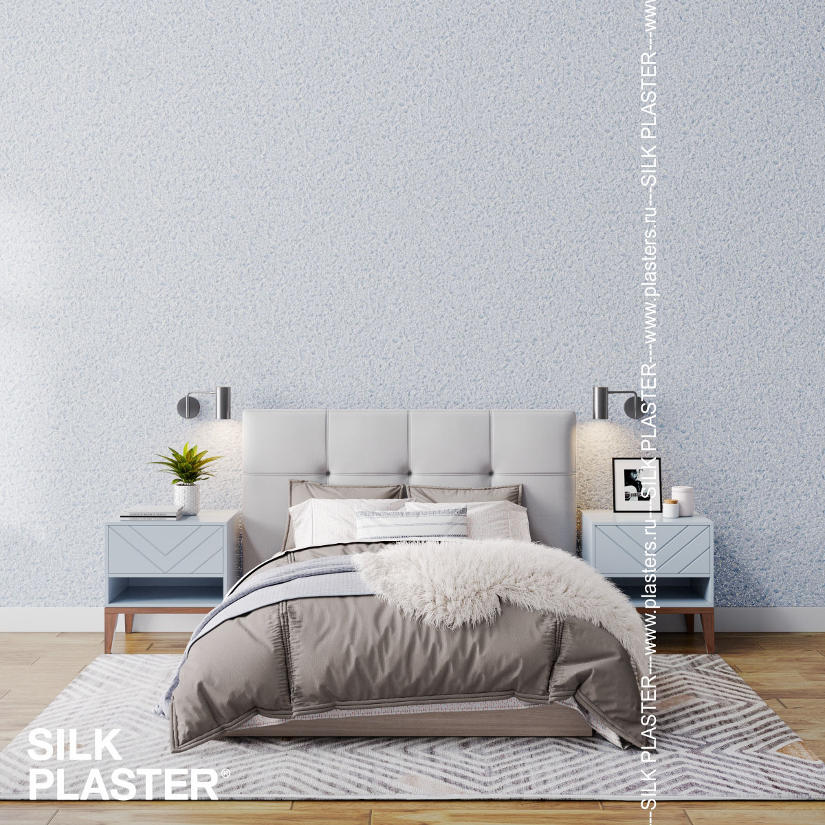 Жидкие обои Silk Plaster Жидкие обои Жидкие обои Ecoline 760, Серый Голубой Серебро