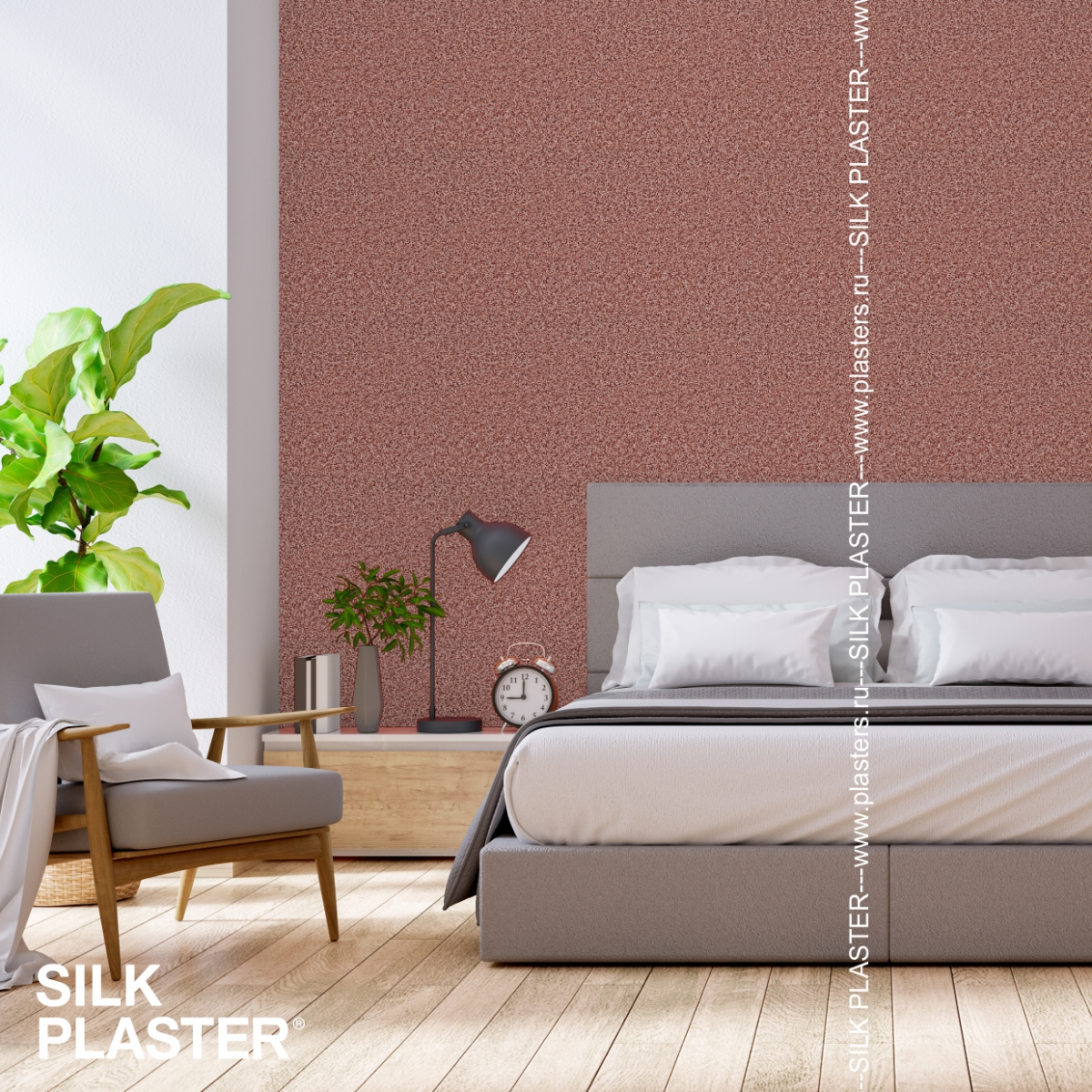 Жидкие обои Silk Plaster Декоративная штукатурка Mixart 035, Коричневый Красный